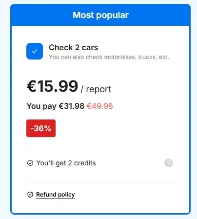 Price for 2 CarVertical reports